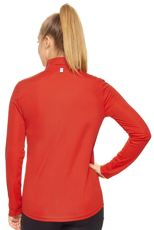 Expert Brand Wholesale Women's Blank Quarter Zip Training Top Pk Max™ Performance Red Image 3#red