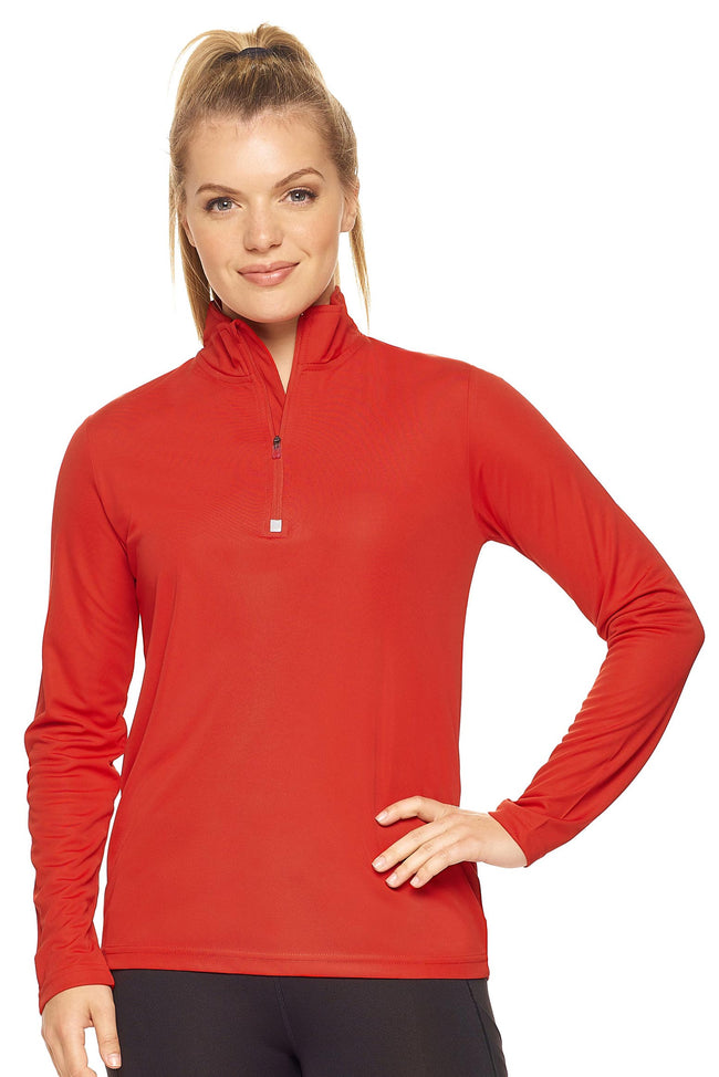 Expert Brand Wholesale Women's Blank Quarter Zip Training Top Pk Max™ Performance Red#red