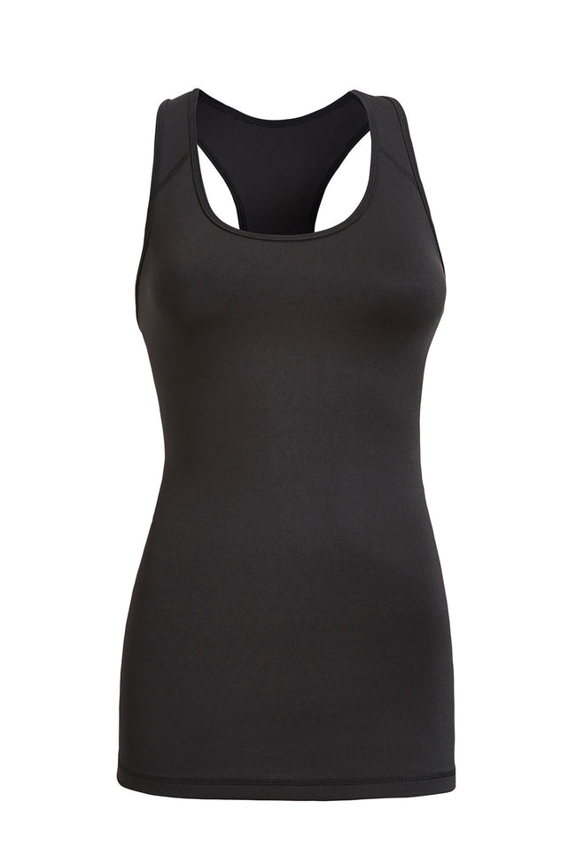 Expert Brand Wholesale Women's Racerback Eyelet Tank Airstretch Running Yoga in black#black