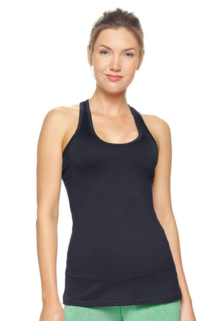 Expert Brand Wholesale Women's Racerback Tank Airstretch Running Yoga Style AQ223 black#black