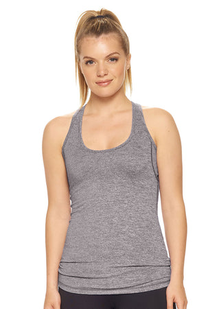 Expert Brand Wholesale Women's Racerback Tank Airstretch Running Yoga Style AQ223 heather charcoal#heather-charcoal