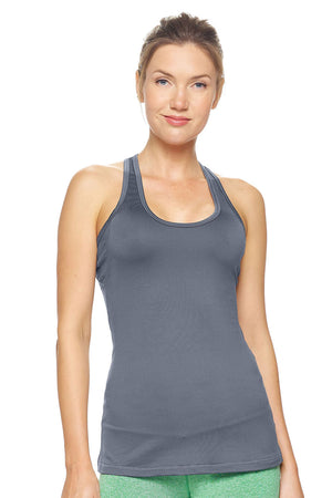 Expert Brand Wholesale Women's Racerback Tank Airstretch Running Yoga Style AQ223 graphite#graphite