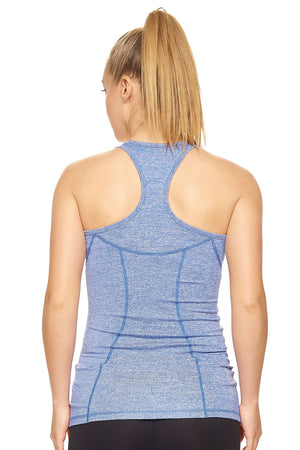 Expert Brand Wholesale Women's Racerback Tank Airstretch Running Yoga Style AQ223 heather navy image 3#heather-navy
