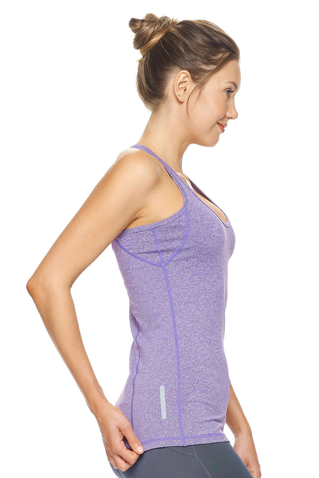 Expert Brand Wholesale Women's Racerback Tank Airstretch Running Yoga Style AQ223 heather purple image 2#heather-purple