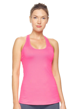 Expert Brand Wholesale Women's Racerback Tank Airstretch Running Yoga Style AQ223 hot pink#hot-pink