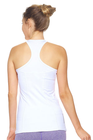Expert Brand Wholesale Women's Racerback Tank Airstretch Running Yoga Style AQ223 White image 3#white
