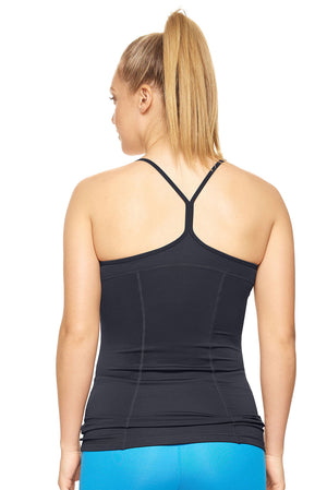 Expert Brand Wholesale Women's Racerback Tank Strappy Cami Airstretch AQ222 in Black Image 3#black