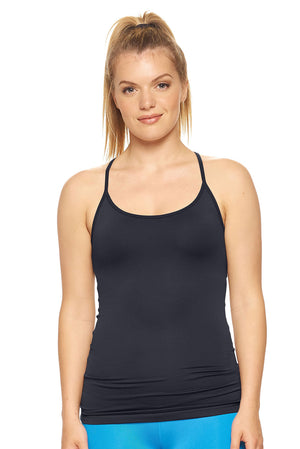 Expert Brand Wholesale Women's Racerback Tank Strappy Cami Airstretch AQ222 in Black#black