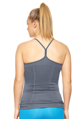 Expert Brand Wholesale Women's Racerback Tank Strappy Cami Airstretch AQ222 in Graphite image 3#graphite