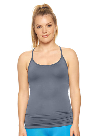 Expert Brand Wholesale Women's Racerback Tank Strappy Cami Airstretch AQ222 in Graphite#graphite