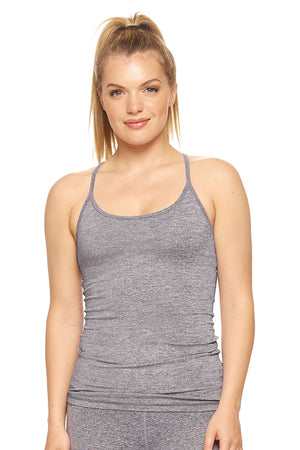 Expert Brand Wholesale Women's Racerback Tank Strappy Cami Airstretch AQ222 in Heather Charcoal#heather-charcoal