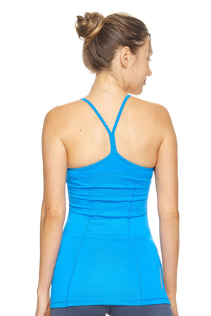 Expert Brand Wholesale Women's Racerback Tank Strappy Cami Airstretch AQ222 in Safety Blue Image 3#safety-blue
