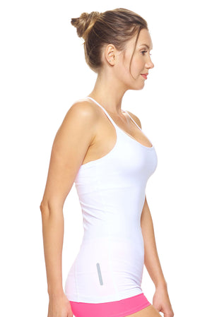 Expert Brand Wholesale Women's Racerback Tank Strappy Cami Airstretch AQ222 in White Image 2#white