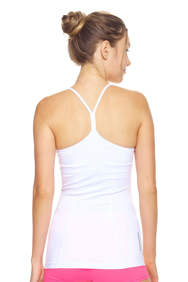 Expert Brand Wholesale Women's Racerback Tank Strappy Cami Airstretch AQ222 in White Image 3#white
