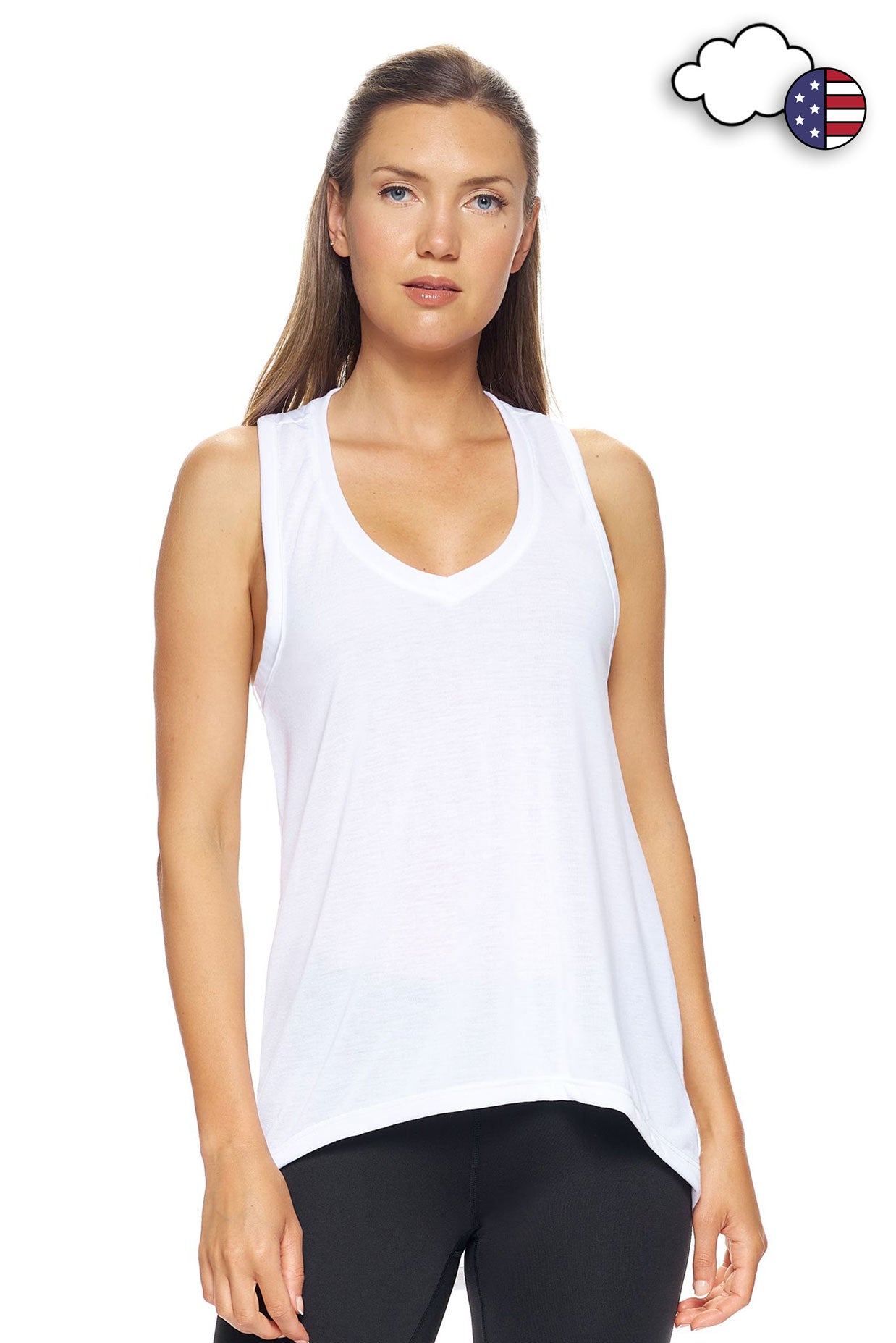 BE222🇺🇸 Siro™ V-Neck Racerback Tank - Expert Brand#white