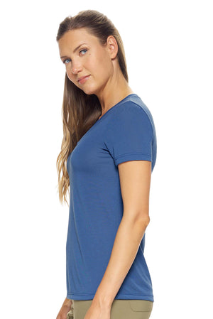 Expert Brand Wholesale Women's Siro V Neck Shirt Made in USA BE202 Stone Blue image 3#stone-blue