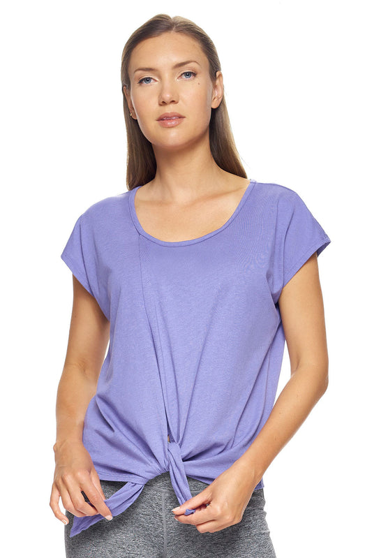 MC273🇺🇸🍃 MoCA™ Split Front Tie Tee - Expert Brand#periwinkle