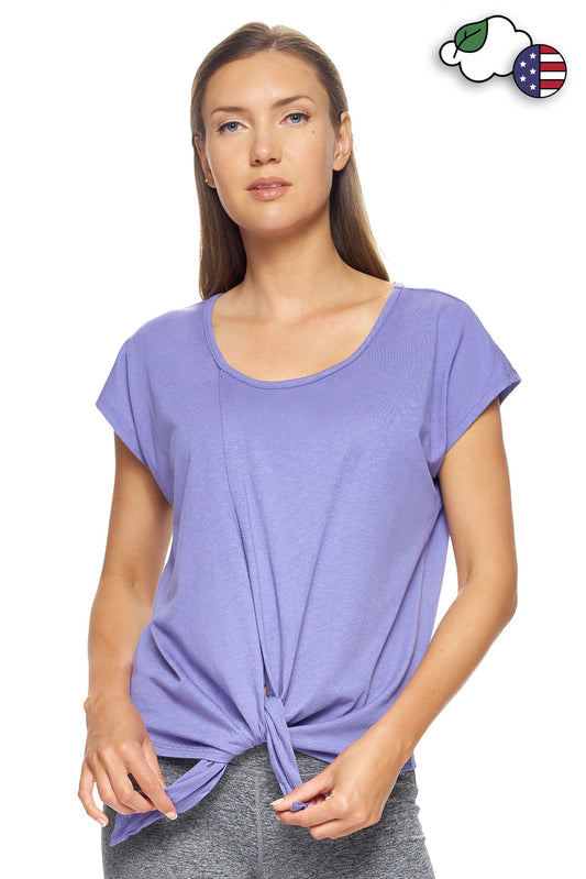 MC273🇺🇸🍃 MoCA™ Split Front Tie Tee - Expert Brand#periwinkle