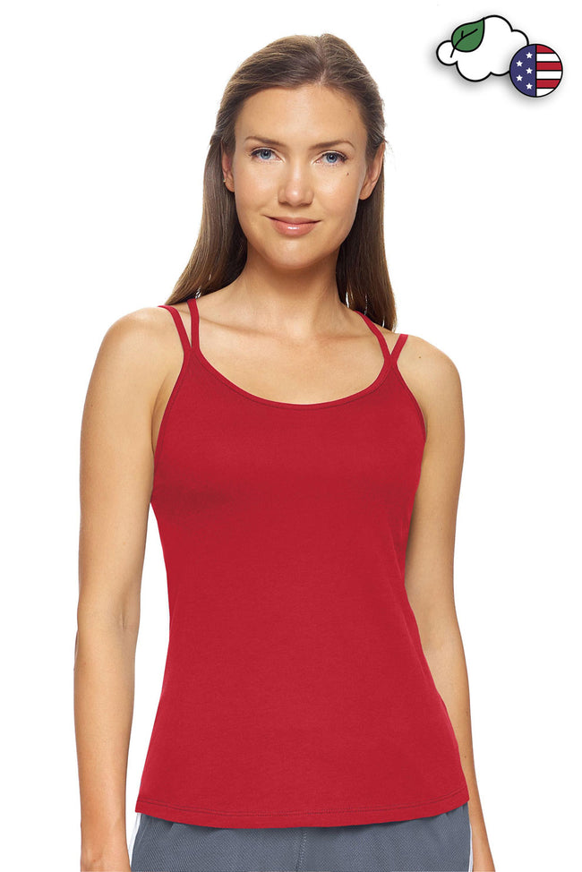 Expert Brand Wholesale Women's Strappy Cami Sustainable Eco-Friendly Lenzing Micromodal Organic Cotton Made in USA scarlet#scarlet 