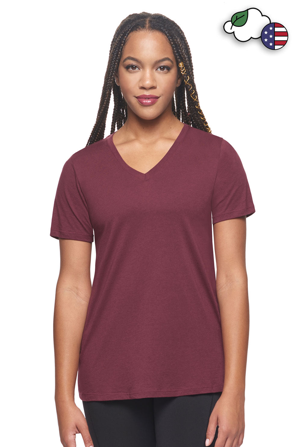 MC204🇺🇸🍃 MoCA™ V-Neck Tee - Expert Brand#maroon