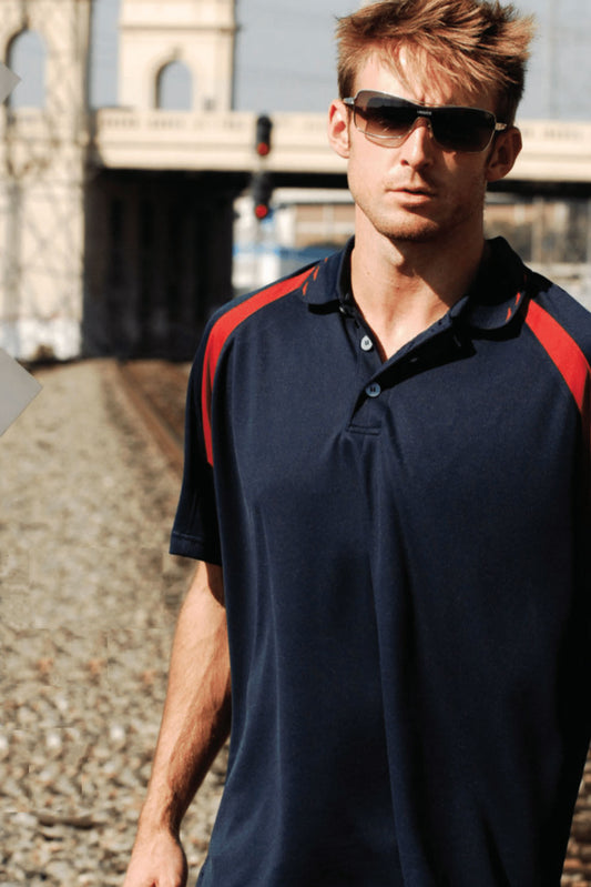 Expert Brand Wholesale Men's Oxymesh Par Polo in Navy and red#navy