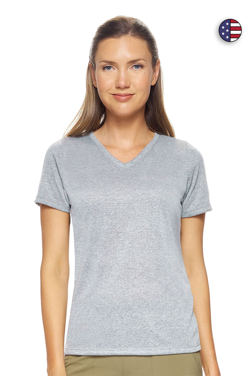 Expert Brand Wholesale Women's Natural Feel Jersey V-Neck Tee heather gray#heather-gray