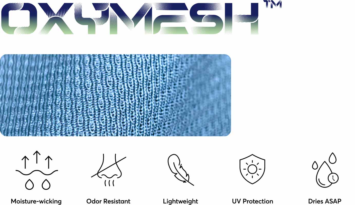 Oxymesh Endurance Sweat Wicking Quick Dry Fabric Technology