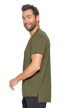 Expert Brand Wholesale Siro High Low Henley Tee in Olive image 2#olive
