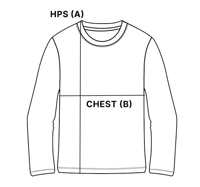 Size chart for Oxymesh™ Long Sleeve Tech Tee - Imported
