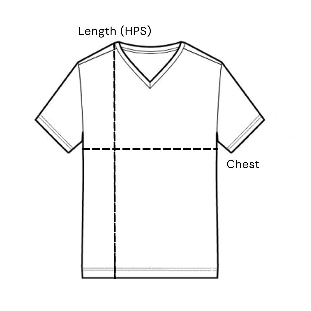 Size chart for Oxymesh™ V-Neck Tech Tee