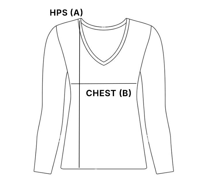 Size chart for DriMax™ V-Neck Long Sleeve Expert Tee