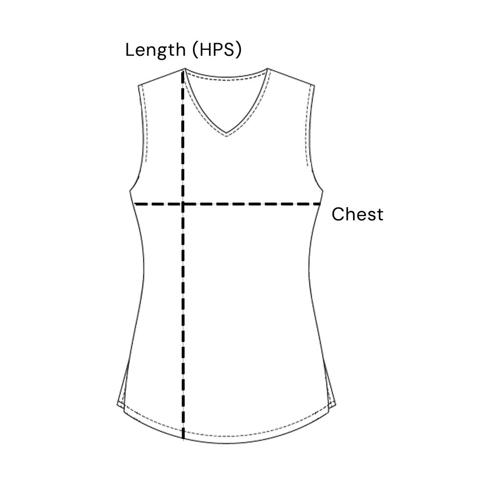 Size chart for Oxymesh™ V-Neck Workout Tank