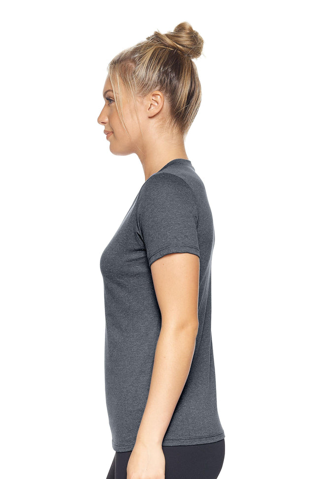 Expert Brand Women's Dark Heather Charcoal Performance Heather V-Neck Tee Image 2#dark-heather-charcoal