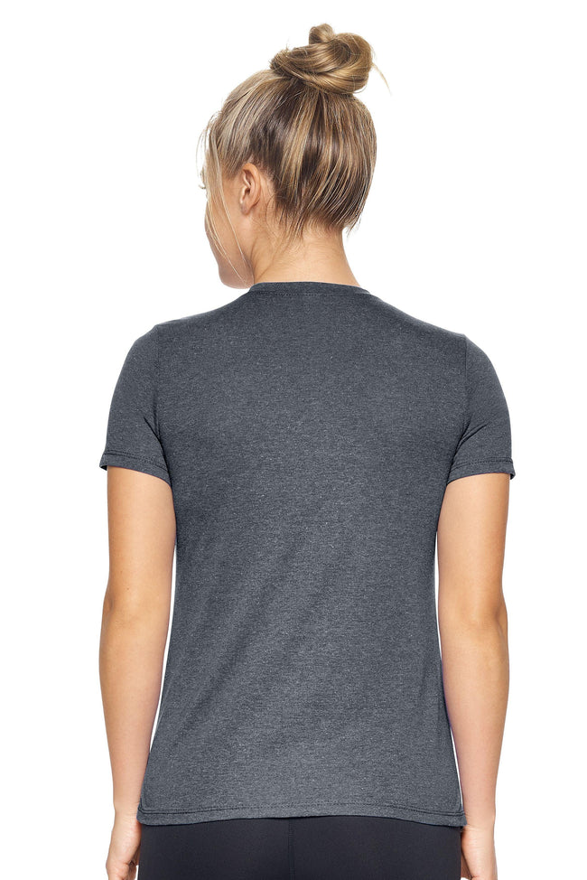 Expert Brand Women's Dark Heather Charcoal Performance Heather V-Neck Tee Image 3#dark-heather-charcoal