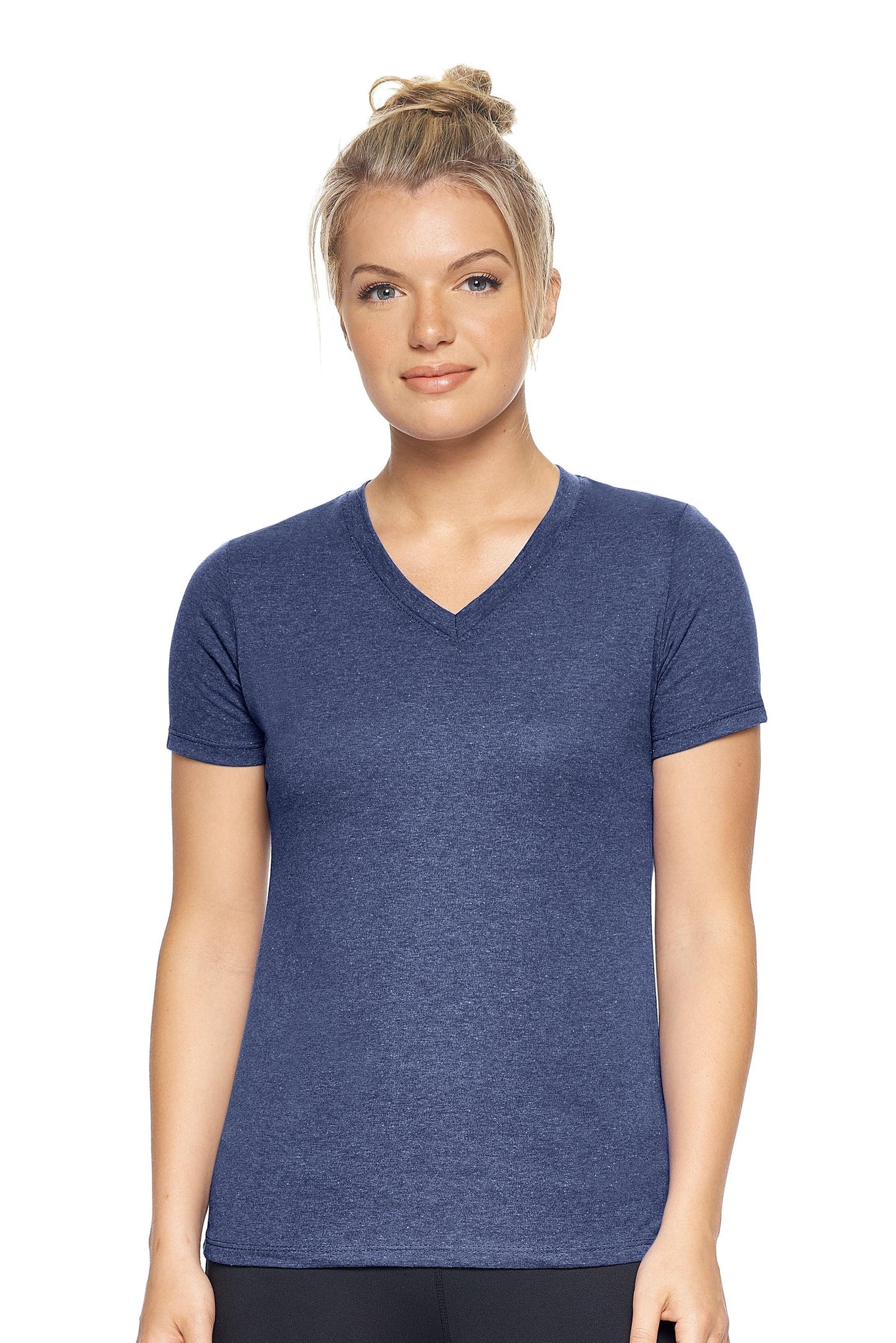 Expert Brand Women's Dark Heather Navy Performance Heather V-Neck Tee#dark-heather-navy