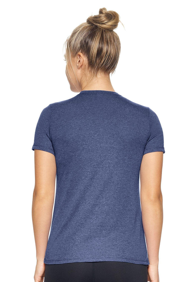 Expert Brand Women's Dark Heather Navy Performance Heather V-Neck Tee Image 3#dark-heather-navy