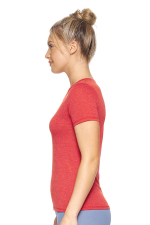 Expert Brand Women's Dark Heather Red Performance Heather V-Neck Tee#dark-heather-red
