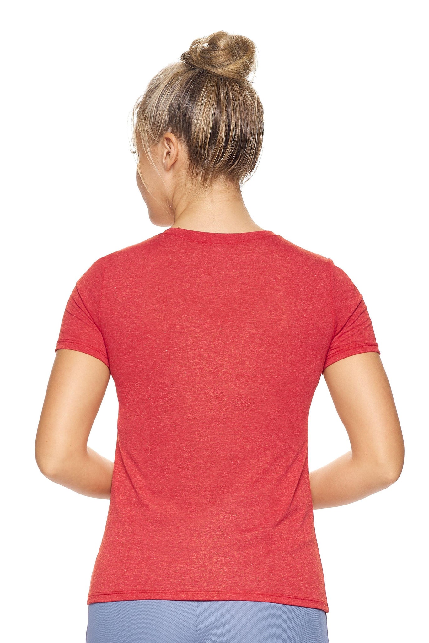 Expert Brand Women's Dark Heather Red Performance Heather V-Neck Tee Image 2#dark-heather-red