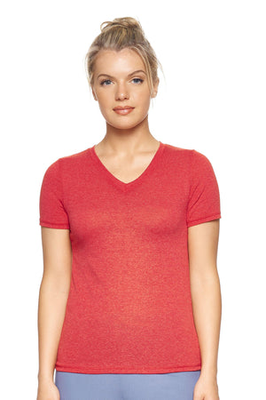 Expert Brand Women's Dark Heather Red Performance Heather V-Neck Tee#dark-heather-red