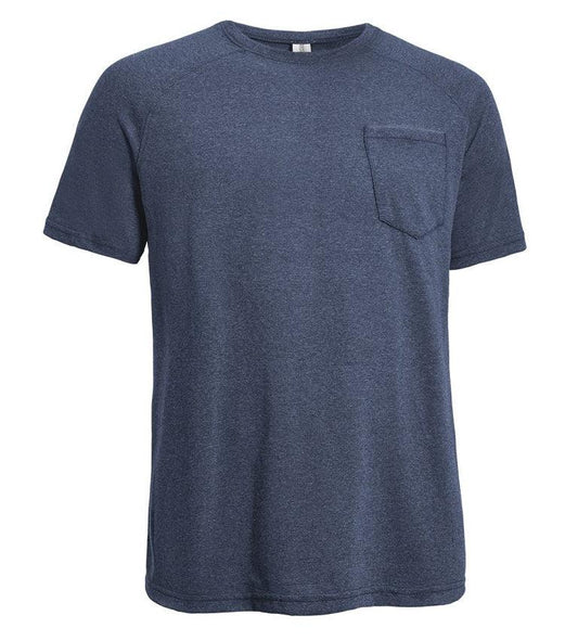 Performance Heather Raglan Crewneck in Dark Heather Navy#dark-heather-navy