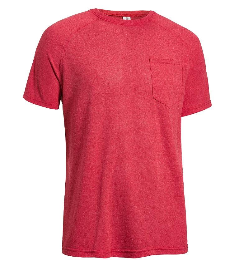 Expert Brand Men's Performance Heather Crewneck Pocket Tee in Dark Heather red #dark-heather-red