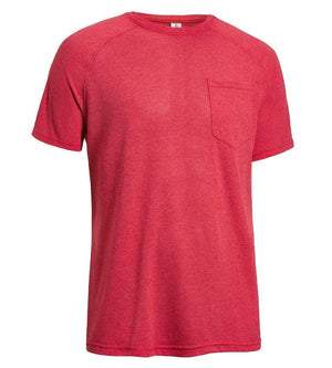 Performance Heather Raglan Crewneck in Dark Heather Red#dark-heather-red
