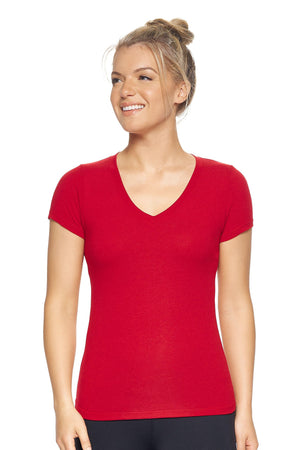 Women's Red TriTec™ Deep V-Neck Tee#deep-red