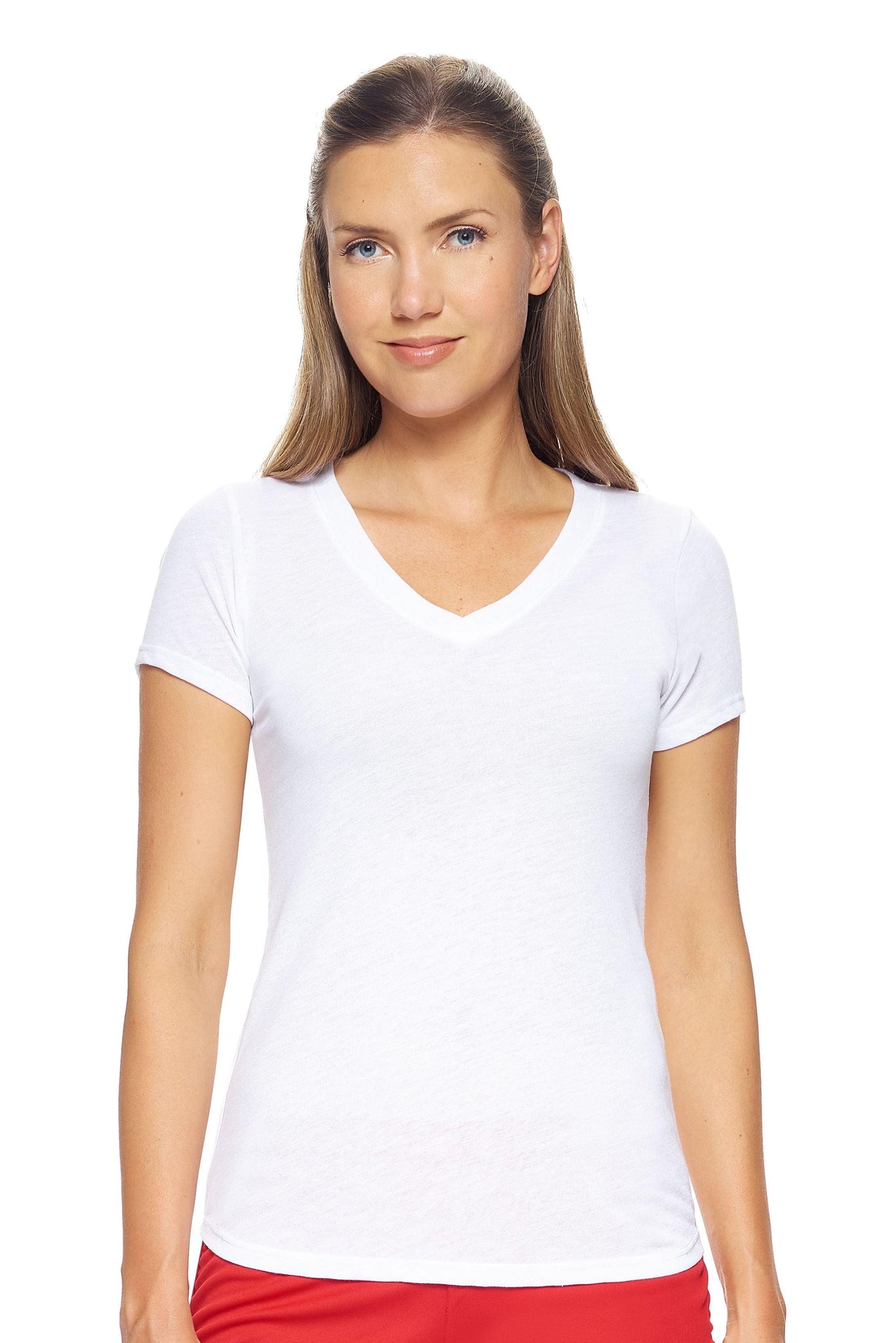 Women's White TriTec™ Deep V-Neck Tee#white