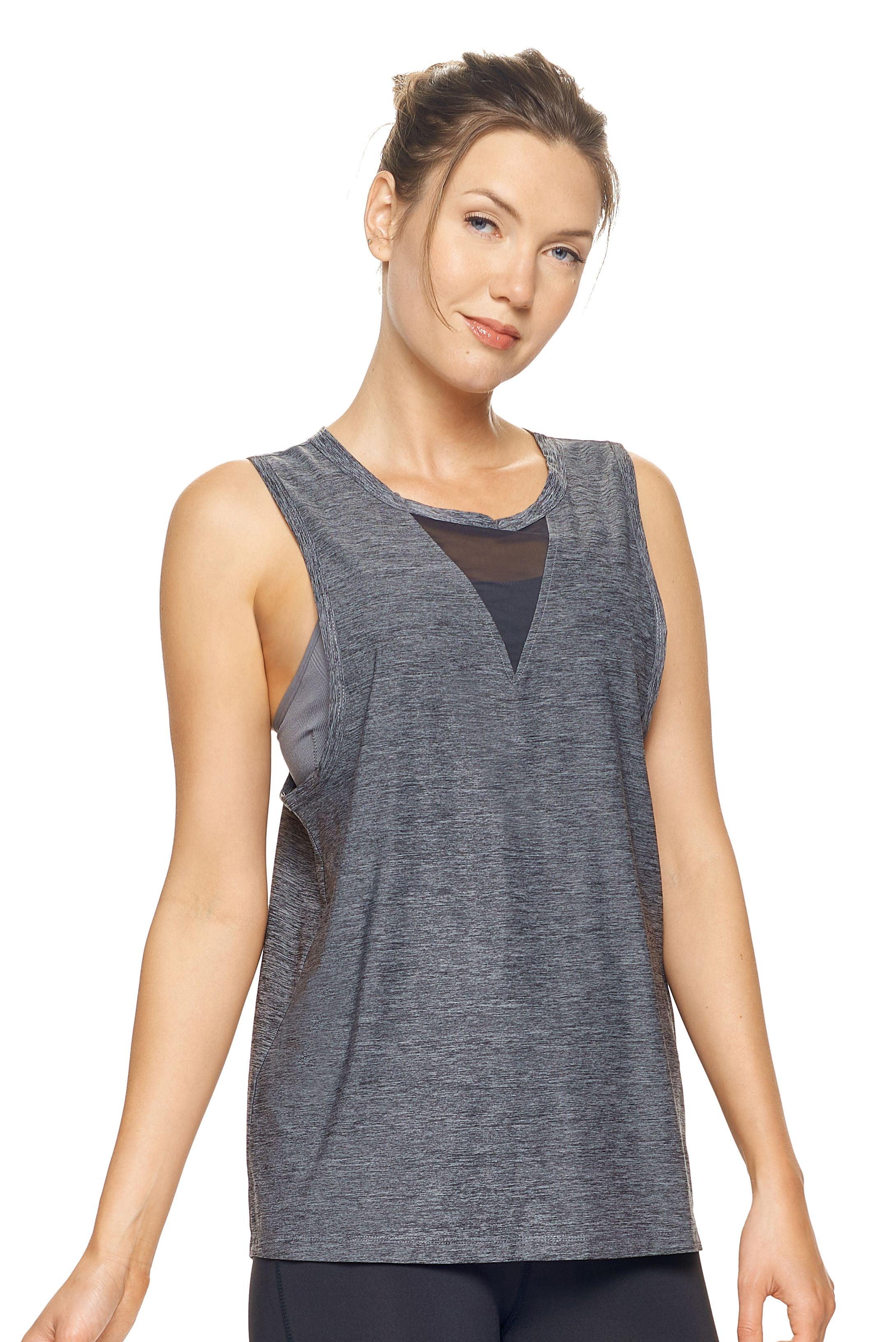 AE264 Airstretch™ Lite Tie Back Tank - Expert Brand #HEATHER BLACK