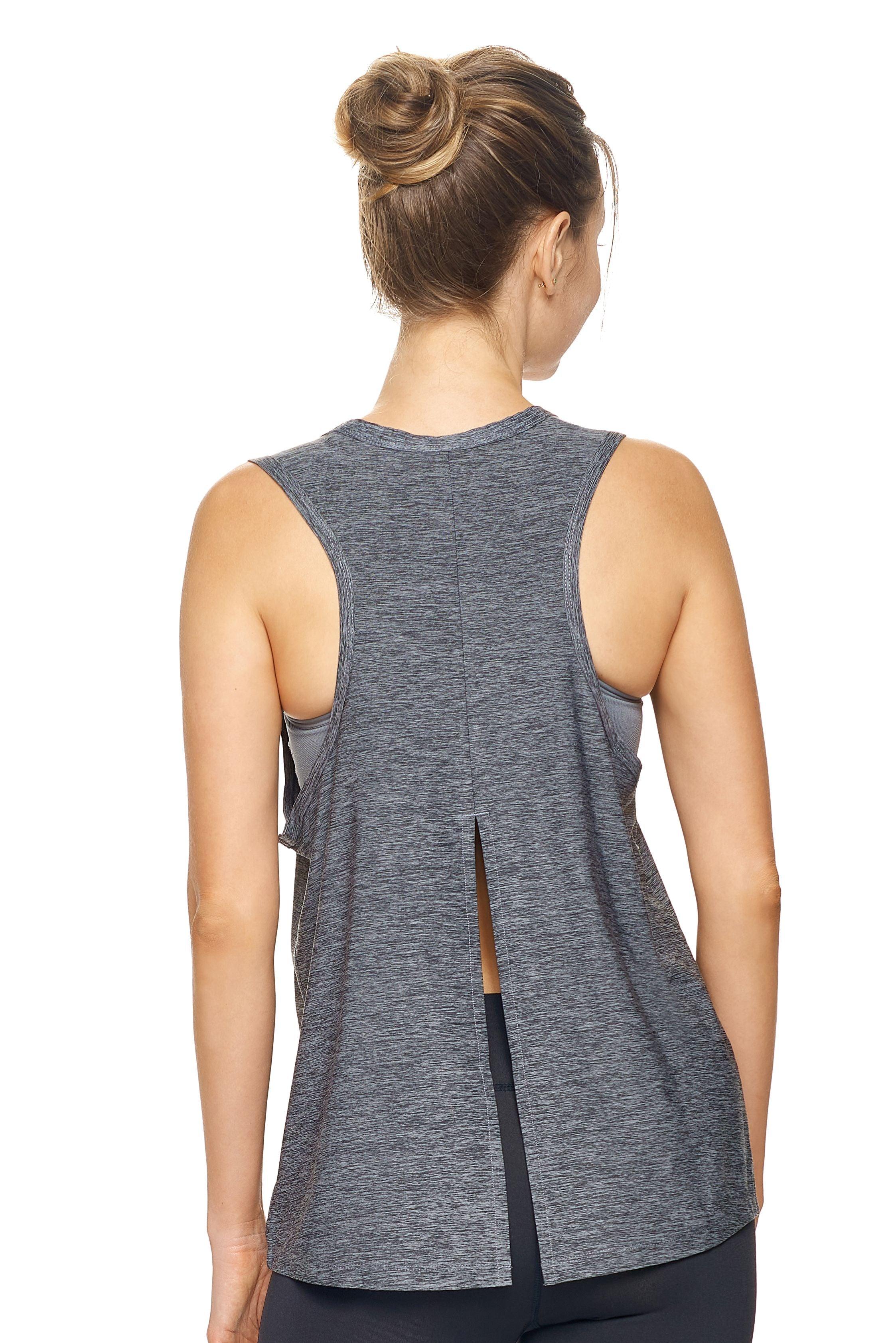 AE264 Airstretch™ Lite Tie Back Tank - Expert Brand #HEATHER BLACK