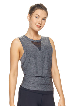 Expert Brand Airstretch™ Heather Black Tie Back Muscle Tank Image 4#heather-black