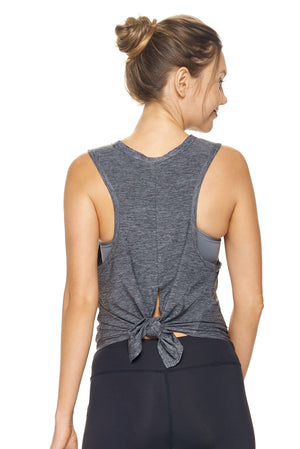 Expert Brand Airstretch™ Heather Black Tie Back Muscle Tank Image 5#heather-black