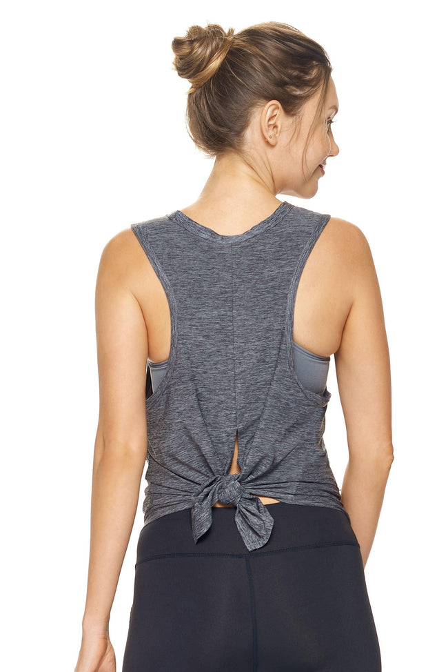 Expert Brand Airstretch™ Heather Black Tie Back Muscle Tank Image 5#heather-black