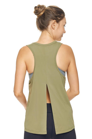 Expert Brand Airstretch™ Olive Green Tie Back Muscle Tank Image 4#olive-green